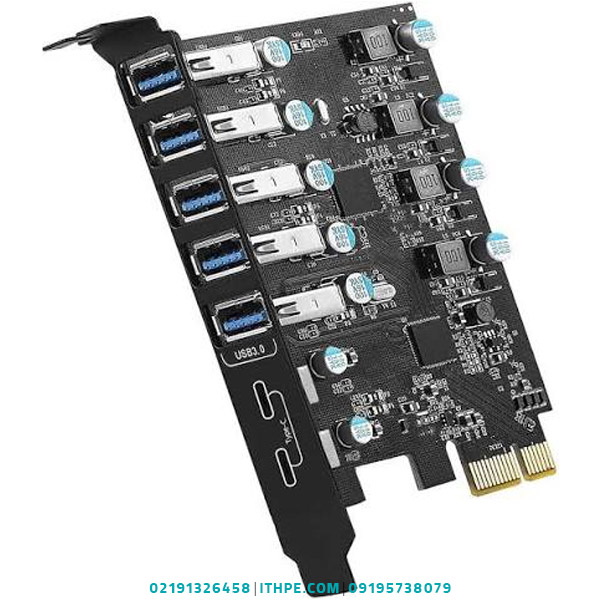 هاب USB 7-Port PCI-e Expansion Card